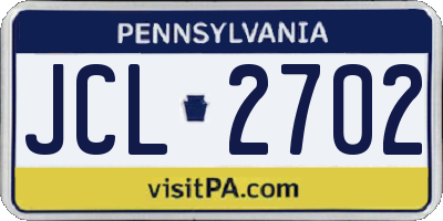 PA license plate JCL2702