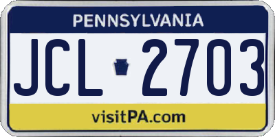 PA license plate JCL2703
