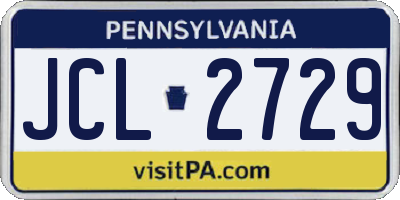 PA license plate JCL2729