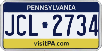 PA license plate JCL2734
