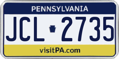 PA license plate JCL2735