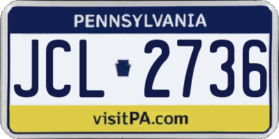 PA license plate JCL2736