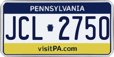 PA license plate JCL2750