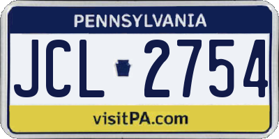 PA license plate JCL2754