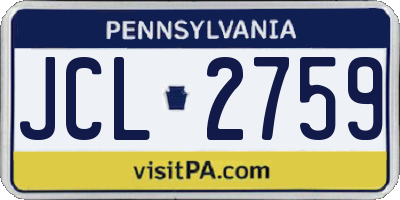 PA license plate JCL2759