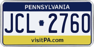 PA license plate JCL2760