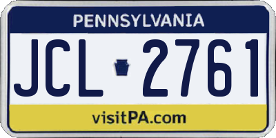 PA license plate JCL2761