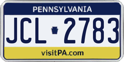 PA license plate JCL2783