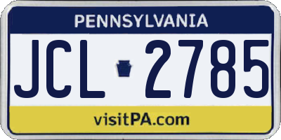 PA license plate JCL2785