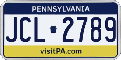 PA license plate JCL2789
