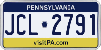 PA license plate JCL2791