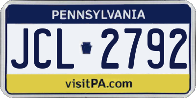 PA license plate JCL2792