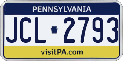 PA license plate JCL2793