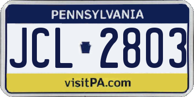PA license plate JCL2803