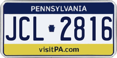 PA license plate JCL2816