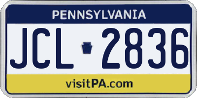 PA license plate JCL2836