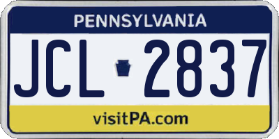 PA license plate JCL2837