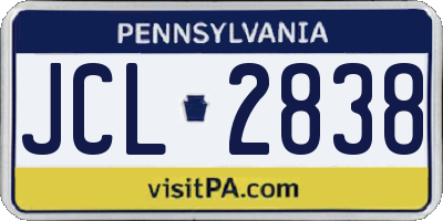 PA license plate JCL2838