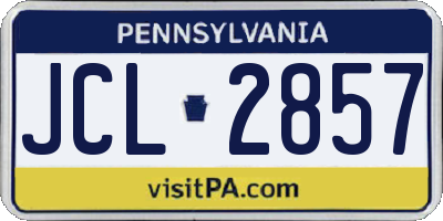 PA license plate JCL2857