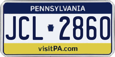 PA license plate JCL2860
