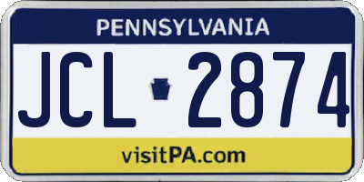 PA license plate JCL2874