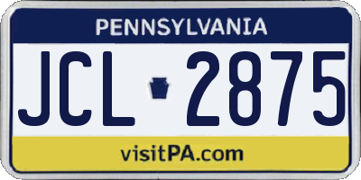 PA license plate JCL2875