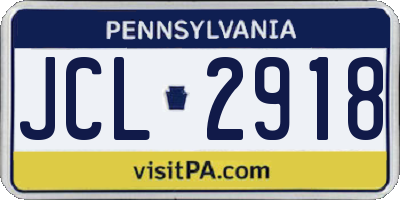 PA license plate JCL2918