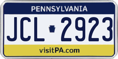 PA license plate JCL2923