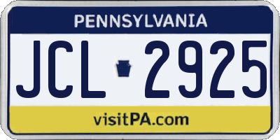 PA license plate JCL2925