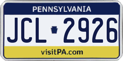 PA license plate JCL2926
