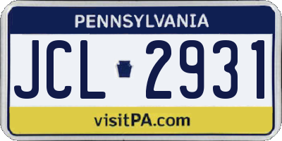 PA license plate JCL2931
