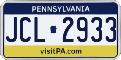 PA license plate JCL2933