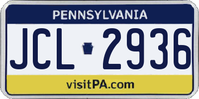 PA license plate JCL2936
