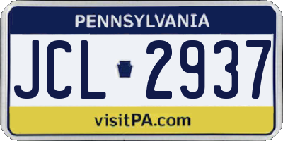 PA license plate JCL2937