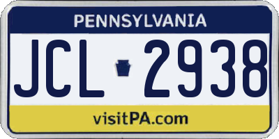 PA license plate JCL2938