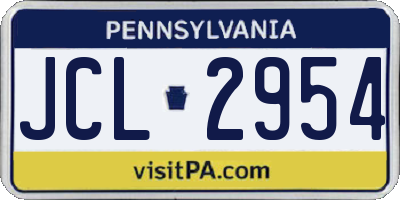 PA license plate JCL2954
