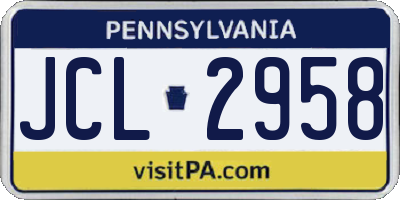 PA license plate JCL2958