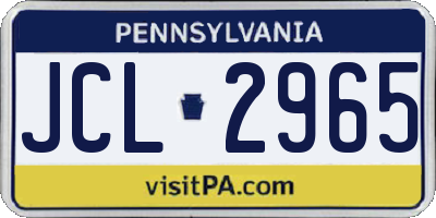 PA license plate JCL2965