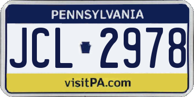 PA license plate JCL2978