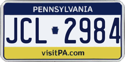 PA license plate JCL2984
