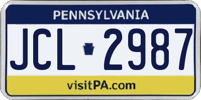 PA license plate JCL2987