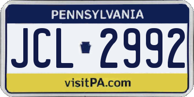 PA license plate JCL2992