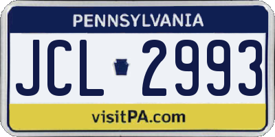PA license plate JCL2993
