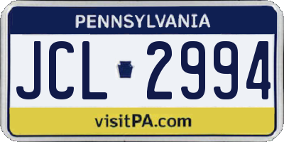 PA license plate JCL2994