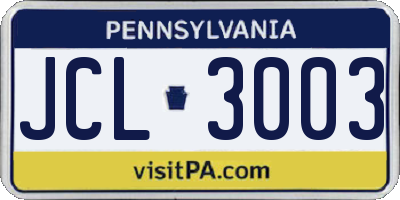 PA license plate JCL3003