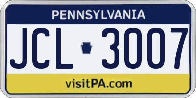 PA license plate JCL3007
