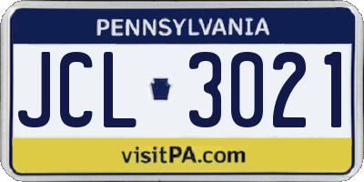 PA license plate JCL3021