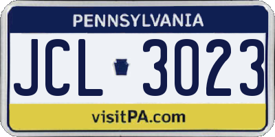 PA license plate JCL3023