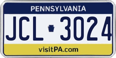PA license plate JCL3024