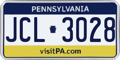 PA license plate JCL3028